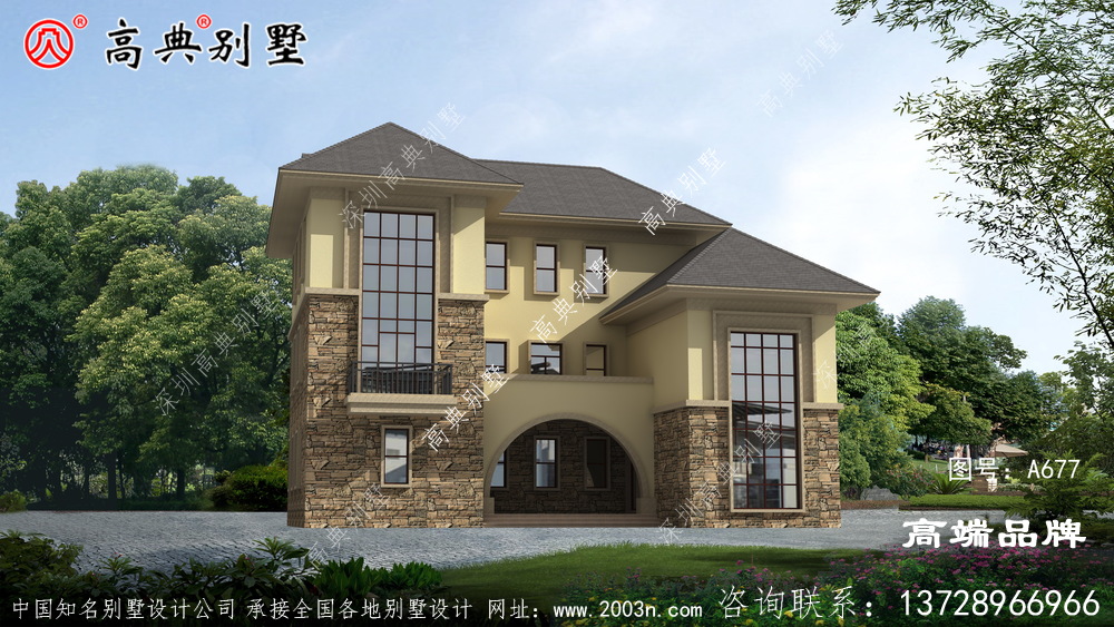 农村建房设计效果图三层占地面积适中